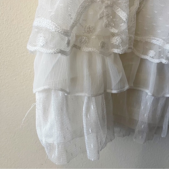 Temperance White Lace Tiered Ruffle Tank Top Bra Strap Adjustable Women’s Small - Picture 6 of 10